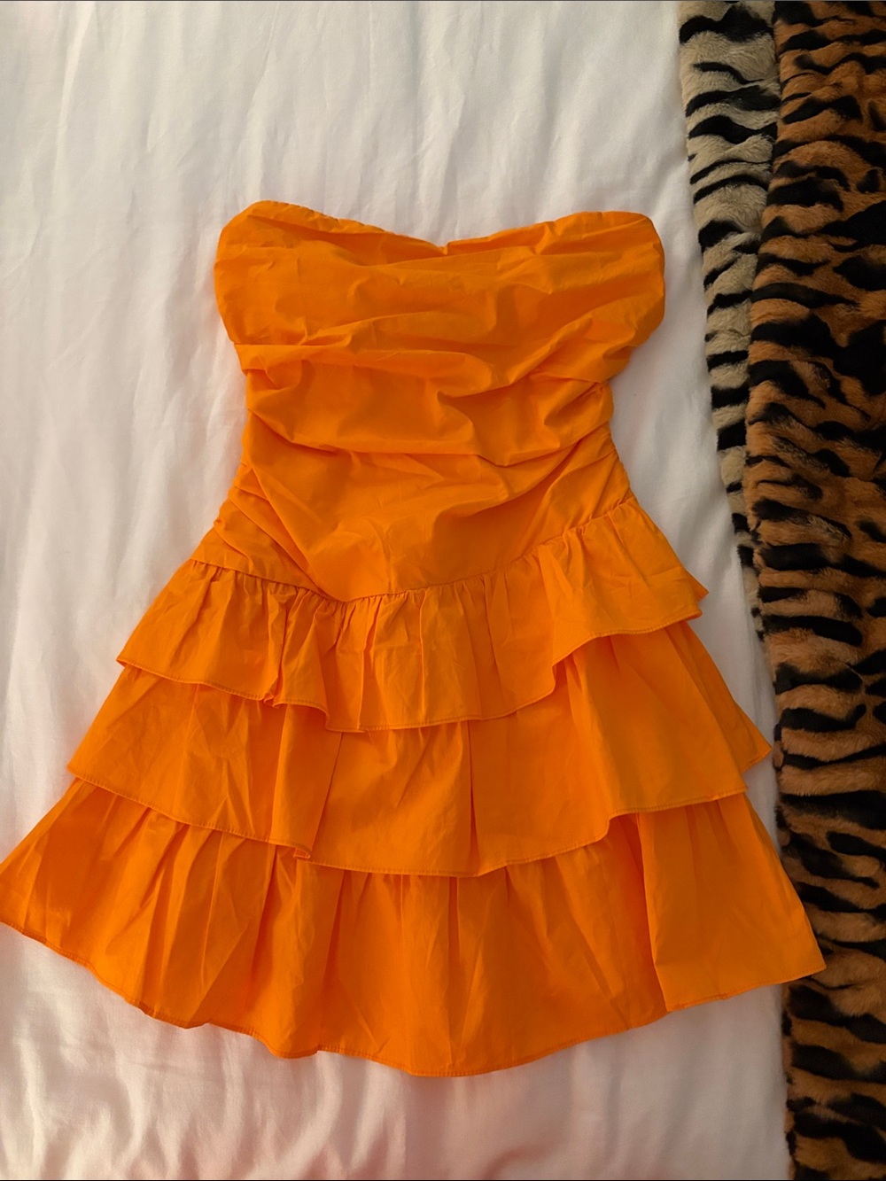 Day+Moon orange ruffle mini dress
